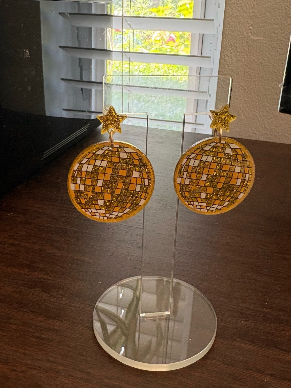 Gold Mosaic Star Drop Earrings - Home Accents Decor